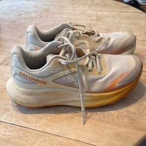 Salomon White and Orange Running Shoes